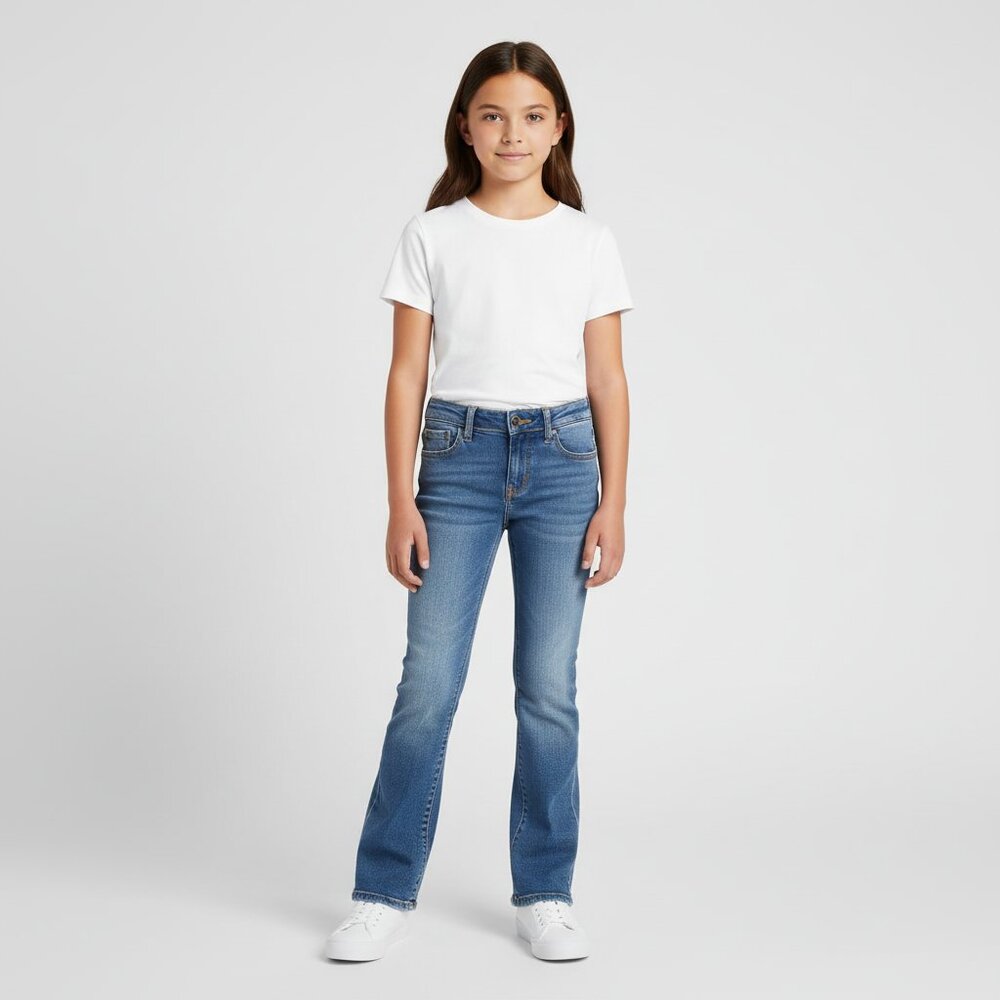 Cat & Jack Jeans Girls Size 8 Stretch Blue‎ Denim Pants Bootcut Boot Cut Youth